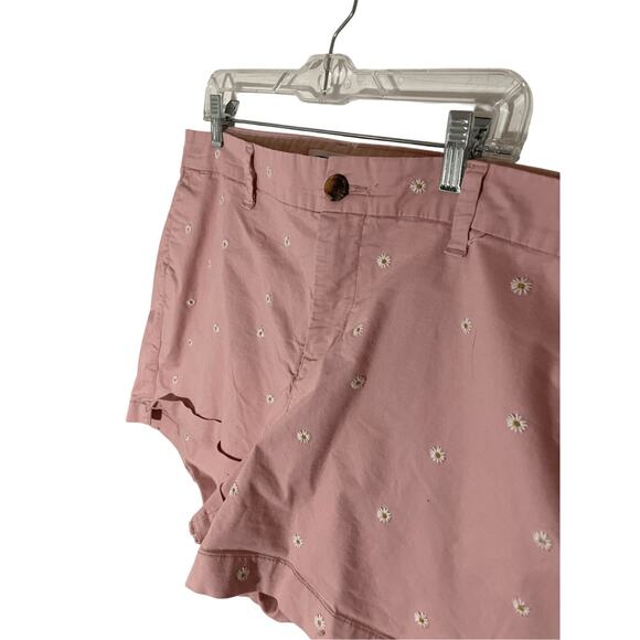 Old Navy Shorts Printed Novelty Chino Cottage Daisy Embroidered Everyday Sz 14 - Picture 4 of 5